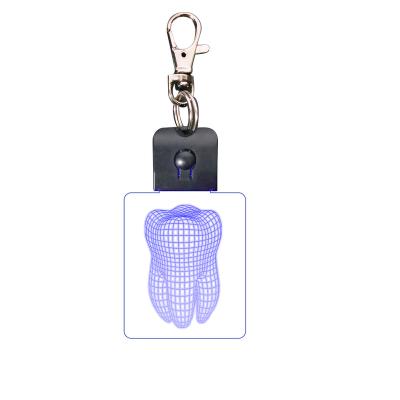 China Modern Tooth Shape 3D Lamp 3D Illusion Led Night Light Keychain 7 Color Decoration Light Christmas Day Birthday Gift for sale