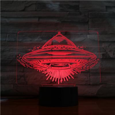 China Hot Selling Eco-Friendly/Creative/Novelty Gifts Kids Christmas Amazon UFO Shape 3D Night Light Guitar 7 Colors Stunning Optical Illusion LED Lamp for sale