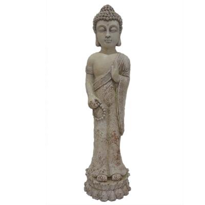 China Global Vintage Red Garden Standing Buddha Lawn Decoration Buda Life Size Buddha Statues for sale