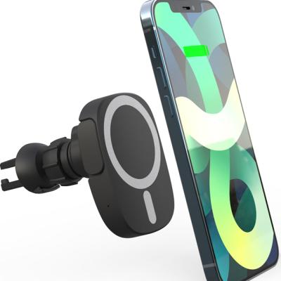 China 15w 15w High Speed Magnetic Car Charger Stand 15w Qi Abs+silicon+ Magnetic Fast Charging Wireless Black for sale
