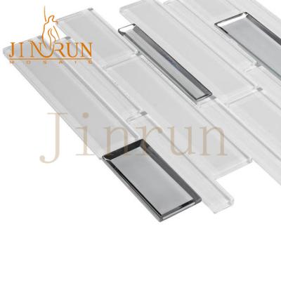 China Super White Beveled Glass Parquet Edge Mirror Kitchen Mosaic Slab for sale