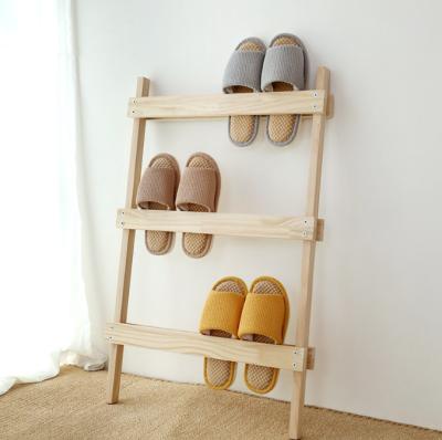 China (Size) Simple Design Adjustable Modern Shoe Rack Organizer Trapezoidal Wooden Slipper Shoe Rack for sale