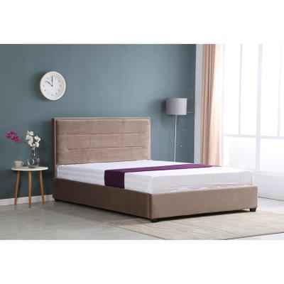 China Modern Storage Polyester Upholstered Queen PU Platform Bed Luxury Leather Fabric Upholstered Corrugated Bed Frame for sale