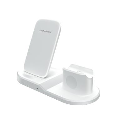 China Detachable Fast Multi-Function Mobile Phone Radio Qi Wireless Charging Stand Station Dock Charger for Mobile 3 in 1 Black White for sale