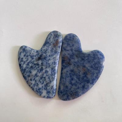 China 2021 New Blue Spot Product New Natrral Amazon Spot Massage Guasha Board Blue Jade Guasha Beauty Tools for sale