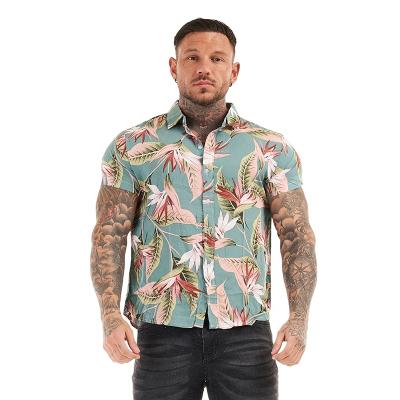 China Breathable Custom Printed Summer Casual Shirt Turn Down Collar Shirts For Men 100 Cotton for sale