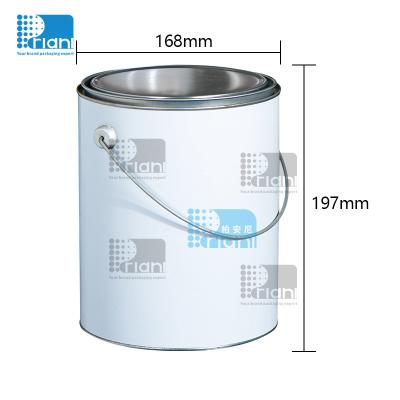 China Round Paint Tin Cans 4 Liter Empty Metal Paint Cans White Coating With Metal handle for sale