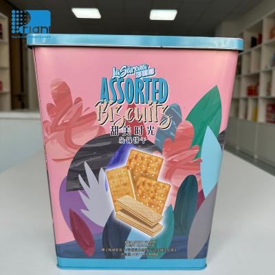 China Caja de regalo de lata de galletas vacías de estilo enlatado con tapa fácil de abrir en venta