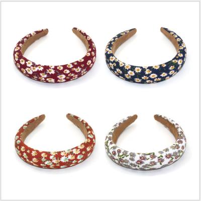 China Hot Fashion 19 Colors Puff Padded Headband Women Fashion Printed Padded Headband Hair Accessories for sale