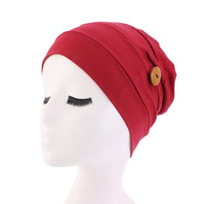 China Muslim Fashion Face Support Button Headband Turban For Women Workout Turban for sale