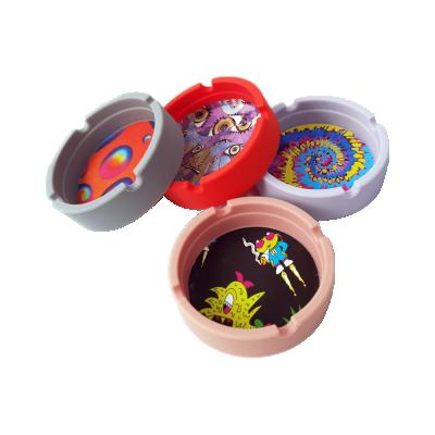 China 2021 Hot Promotional Unbreakable Colorful Silicone Cigar Ashtray Around Heat Resistance High Temperature Soft Silicone Ashtray for sale