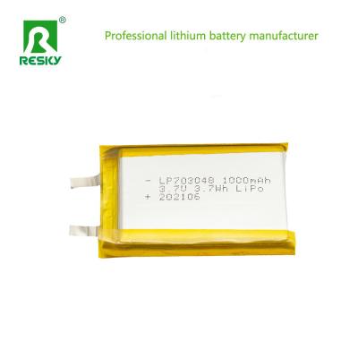 China Vermogen Lithium Ion Cell 703048 3.7v 1000mAh 3.7wh Oplaadbare Lithium Li-Ion Polymer Battery Te koop