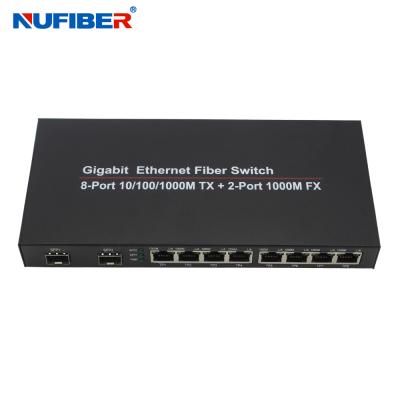 中国 10/100/1000Mの8港Rj45+2 SFPの港の繊維光学のイーサネット スイッチ媒体のコンバーター 販売のため