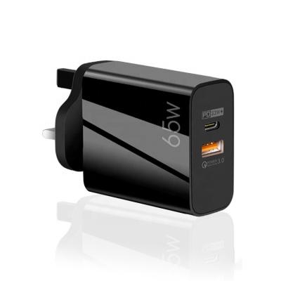 China Universal Type-C Fast PD Wall Charger 65W GaN Super Mini USB Charger for sale