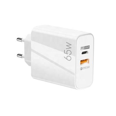 China Universal 65w GaN Charger Q3 andType-c PD Dual USB Wall Charger for sale