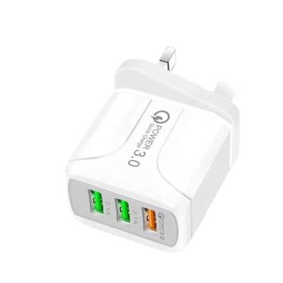 China Universal QC3.0 3 pin universal usb multi port usb QC fast charger EU/US/UK for sale
