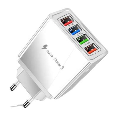 China Universal Universal Wall Outlet 4 USB Chargers Mobile Phone Travel Wall Charger US EU UK UK Plug Left Charger For iPhone for sale