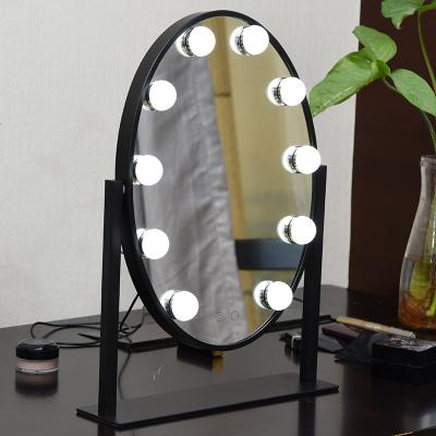 China 2019 Rechargable Top Selling OEM LED Cosmetic Mirror Makeup Vanity Lighted USB Rechargeable Table Top Make Up Mirror for sale