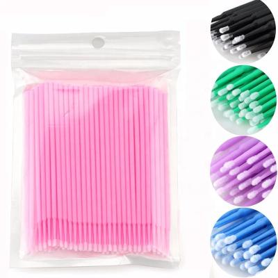 China 100PCS/Taschen-Wegwerfwattestäbchen-verpflanzter Wimper-Plastikentferner, der Microfiber-Spitze säubert zu verkaufen