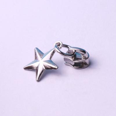 China Hot Selling Nickel Free Custom Design Zipper Slider Metal 3D Star Zinc Alloy Zipper Puller for sale
