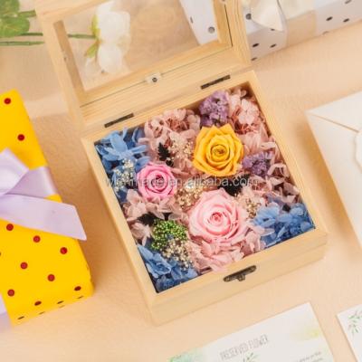 China Wholesale Flower + Vase Preserved Flower Preservation Gift Package Immortal Flowers Colorful Roses For Thanksgiving Day for sale