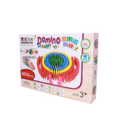 China toys factory 120pc STEM Educational colorful Wooden Domino Toys Game Constructor Set for Kids ASTM wood toys for child for sale
