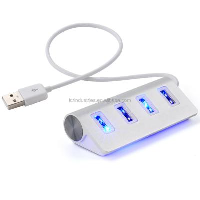 China Charging+Data Transfer 4 High Speed USB 2.0 Port Hub With Led Light for sale