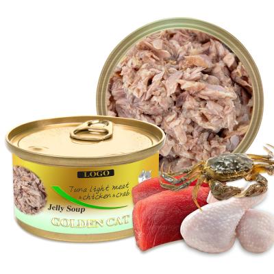China Skin & Coat Health high Cat Tuna Light Meat & Chicken & Crab Flavor Jelly Soup 80 gram 170 gram Canned Cat Wet Food Pet Can Food for sale