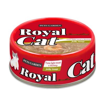 China Skin & Coat Health Food Canning Companies 80g Cat Snacks Canned Wet Food for Cat Pet Treats Tuna & Shrimp Flavor for sale