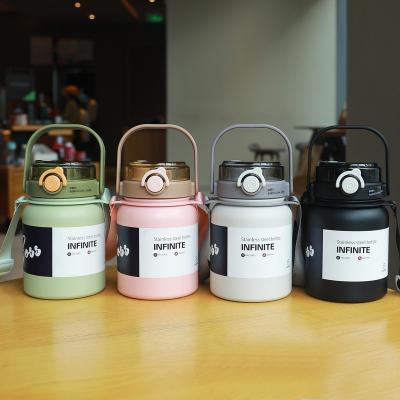 China PORTABLE Hot Sale Portable Outdoor Student Cup With Strap Double Drinking Cup LThermal Cup Stainless Steel for sale