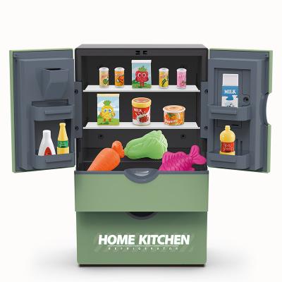 China Good Quality Simulation Model Kitchen Toys 18pcs Diy Plastic Play House Refrigerator Kitchen Pretend Toys for sale
