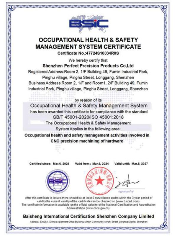 ISO45001:2018 - Shenzhen Perfect Precision Product Co., Ltd.