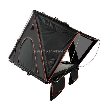 China Diagonal tie type hard aluminum car roof tent camping roof triangle shell top tent for camping for sale