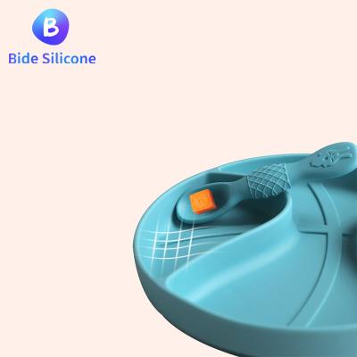 China Non-toxic Wholesale Baby Bowl Spoon Fork Silicone Cartoon Gift Anti-hot Baby Tableware Creativity Baby Tableware for sale
