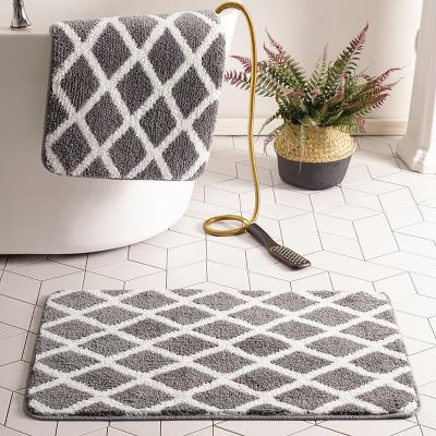 China Moroccan Quatrefoil Check Bathroom Mat Floor Non-Slip Door Mat Sustainable Pedestal Cover for sale