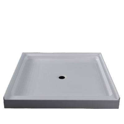 China Traditional North American Standard Acrylic Corner Shower Room Custom White Fiberglass Shower Base for sale