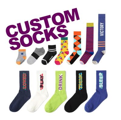 China Sporty Wholesale High Quality Custom Printed Socks Factory Customize Crew Socks Custom Calcetines Socks for sale