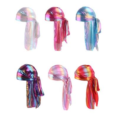 China Decorate Wholesale Designer Silk Pirate Silk Men's Hair Scarf Print Custom Durag Headwrap Hair Wrap Bandana Durag for sale