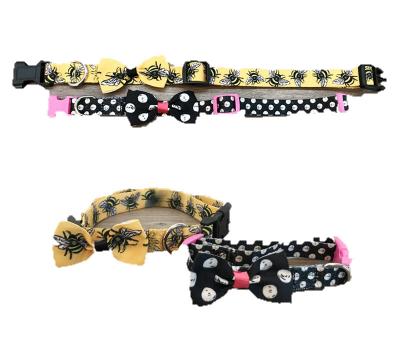 China Custom Luxury Bowknot Bowtie Pattern Polyester Necklace Adjustable Cat Dog Collars for sale