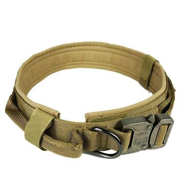 China Quick Release Dog Collar Metal Nylon Adjustable Tactical Buckle With Handle Heavy Duty Pet Collar Custom for sale