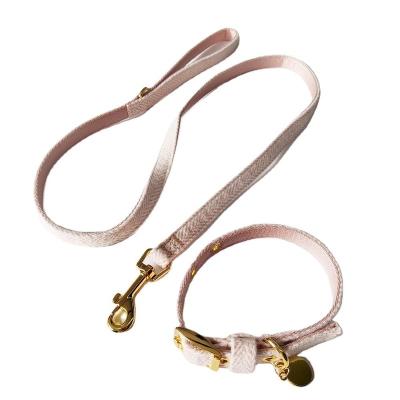 China Sustainable Cotton Eco Friendly Cute Pink Bamboo Collar Novelty Adjustable Dog Collar Leashes Set for sale