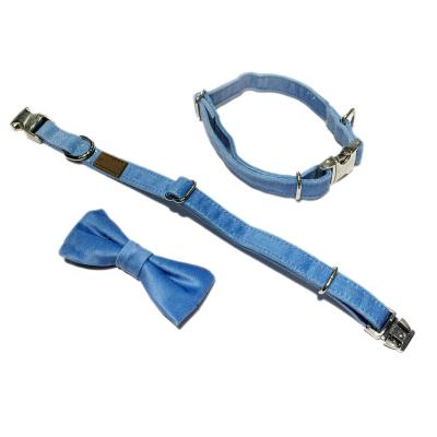 China Velvet Dog Collar and Sustainable Leashes Set Luxury Fashion Pet Soft Leash with Metal Buckle for sale