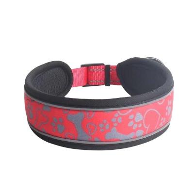 China Personalized Adjustable Color With Highly Reflective Soft Padded Hand Tooled Printing Dog Collar for sale