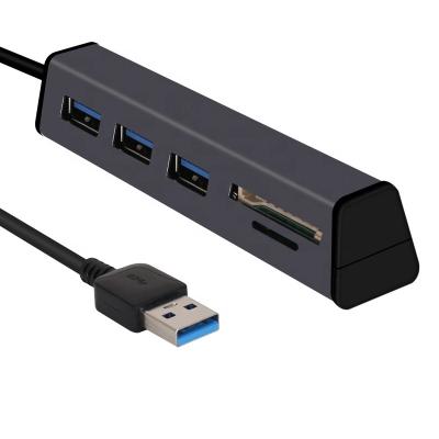 China USB3.0 5Gbps 3 Ports High Speed Aluminum USB 3.0 SD TF Card Reader With Bracket Adapter Hub For Laptop Mac for sale