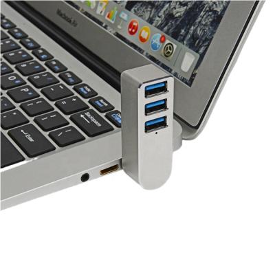 China Aluminum+ABS Mini High Speed 180 Spinning USB 3.0 Hub 3 Port Adapter Aluminum For Macbook PC for sale