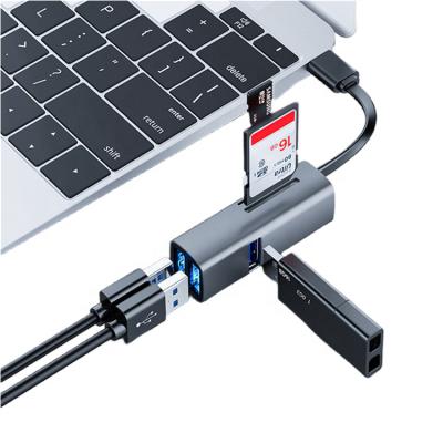 China Mini USB C Aluminum Aluminum Type 5 In 1 High Speed Data Transfer 3 Port SD TF Adapter For Macbook PC for sale