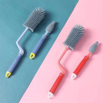 China Factory viable wholesale bpa free silicone 360 degree rotating baby bottle cleaning brush for sale