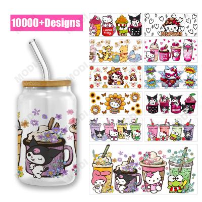 Cina Fabbrica Vendita Calda Buona Qualità Pronta per la Spedizione Cartone Animato Trasferimento Logo Adesivo Vinyl UV DTF Coppa Avvolgimento Trasferimenti 16oz in vendita