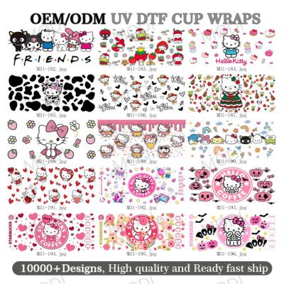 Cina UV DTF Cup Wrap Transfer Sticker per cartoni animati Pulire Off Sticker impermeabile Coppa artigianale Decal per coppe Arredamento artigianato in vendita