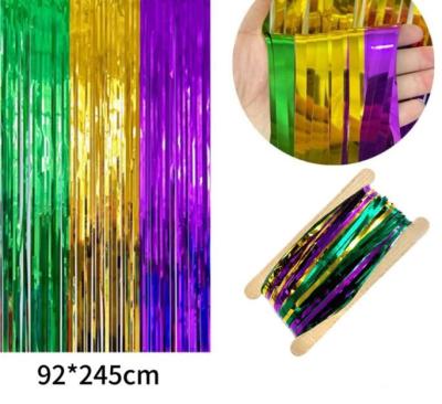Chine Paroi en arrière-plan de fête, fête d'anniversaire pourpre, or et vert trois couleurs couture rideau de pluie à vendre